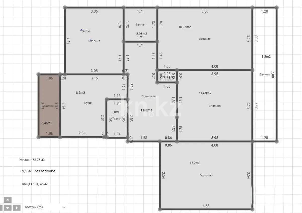 Продажа 4-комнатной квартиры, 89 м², ул. Жандосова, дом  84 в Алматы - фото 7