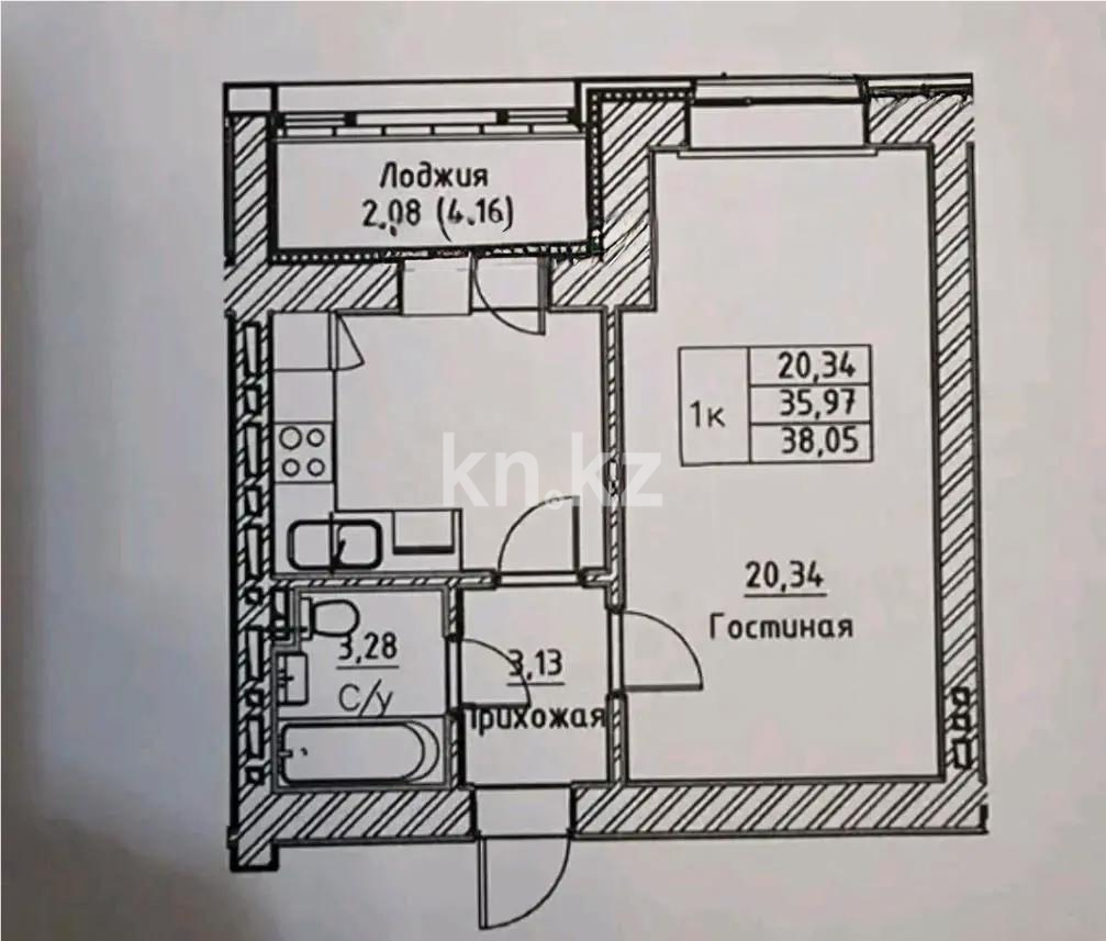 Продажа 1-комнатной квартиры, 38.6 м², ул. А-52, дом  8 в Астане