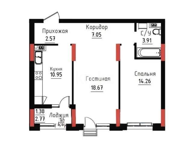 Продажа 2-комнатной квартиры, 58 м² в Астане