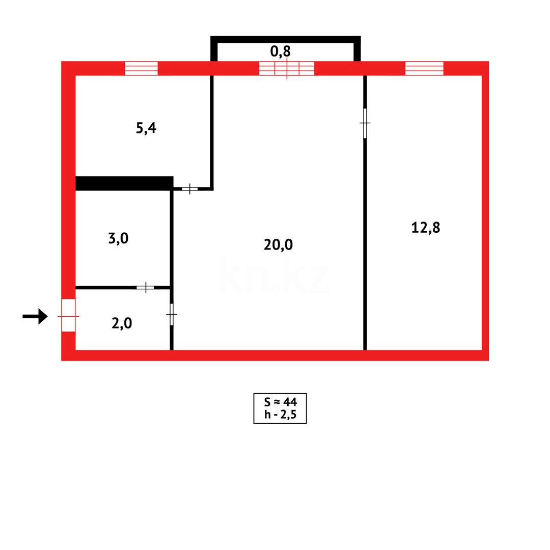 Продажа 2-комнатной квартиры, 44 м² в Темиртау - фото 5