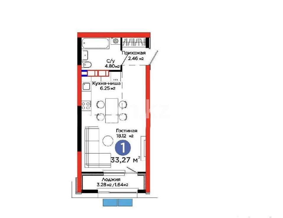 Продажа 1-комнатной квартиры, 33.27 м², ул. Белжайлау, дом  47а в Алматы - фото 2
