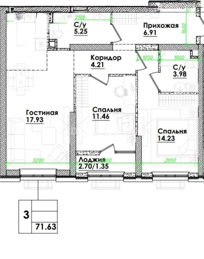 Продажа 3-комнатной квартиры, 72 м² в Алматы - фото 6
