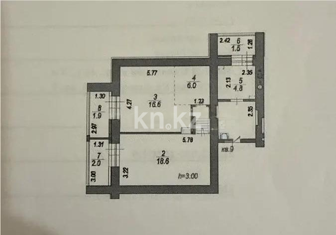 Продажа 2-комнатной квартиры, 59.3 м² в Астане