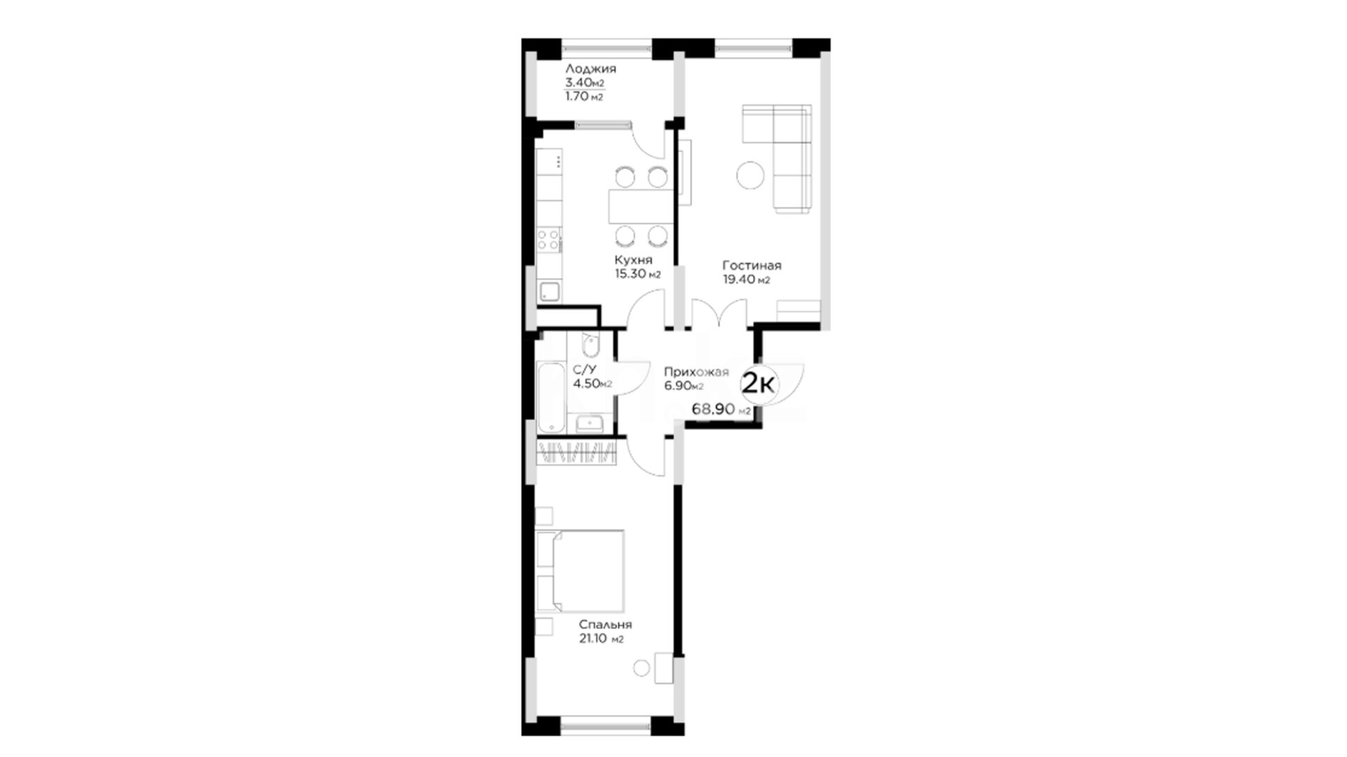 ЖК Respublika, 2-комнатная, цена 47 263 600 ₸, 692 000 ₸&nbsp;/&nbsp;м²