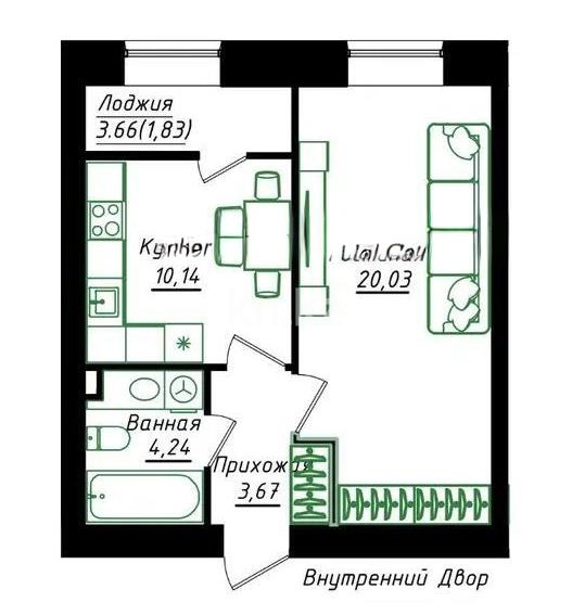 Продажа 1-комнатной квартиры, 39.3 м², ул. Нажимеденова, дом  5/1 в Астане