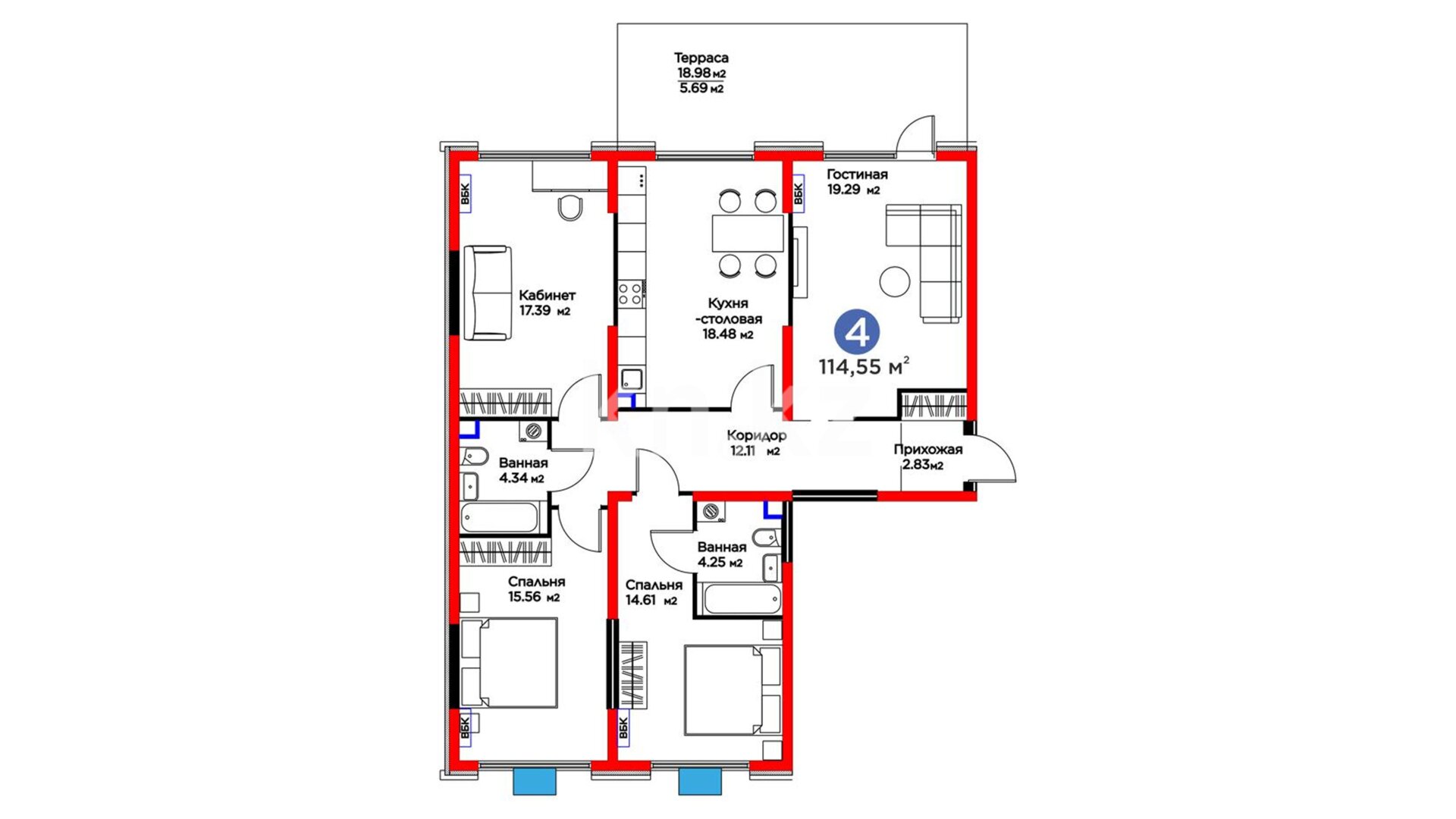 ЖК Dream City. Eco, 4-комнатная, цена 79 083 400 ₸, 698 000 ₸&nbsp;/&nbsp;м²