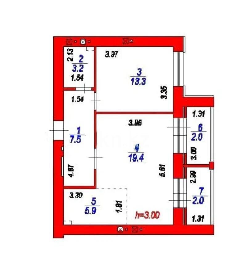 Продажа 2-комнатной квартиры, 53.3 м² в Астане
