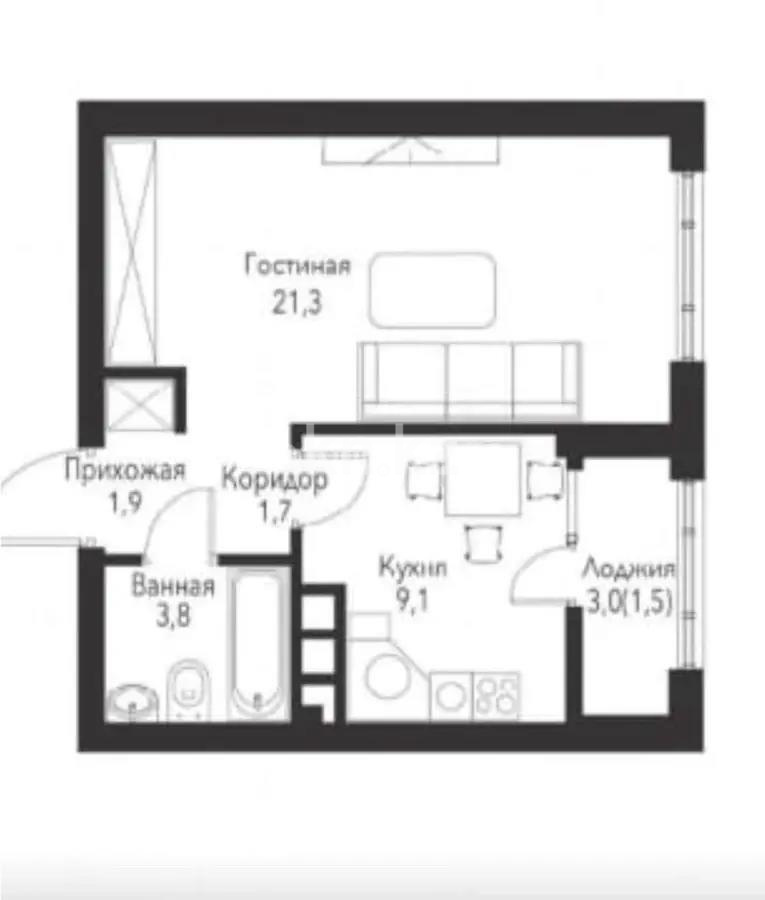 Продажа 1-комнатной квартиры, 39.9 м², пр. Рыскулова, дом  2б/2 в Алматы - фото 2