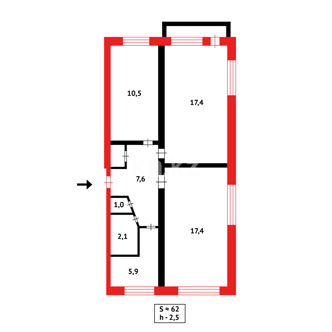 Продажа 3-комнатной квартиры, 62 м², мкр-н Восток-2 в Караганде - фото 14