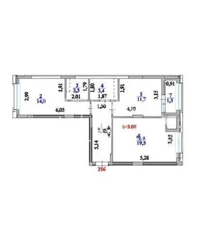 Продажа 2-комнатной квартиры, 60.9 м² в Астане