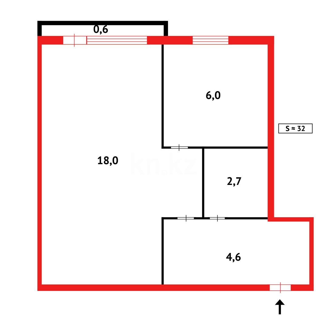 Продажа 1-комнатной квартиры, 32 м², ул. Бирюзова в Караганде - фото 7