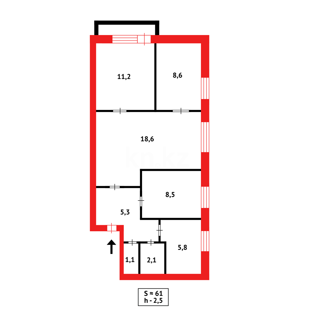 Продажа 4-комнатной квартиры, 61 м², ул. Орлова в Караганде - фото 15