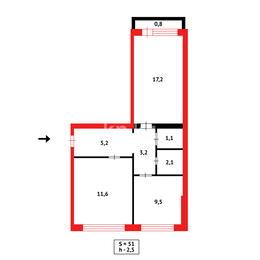 Продажа 2-комнатной квартиры, 53 м² в Караганде - фото 9