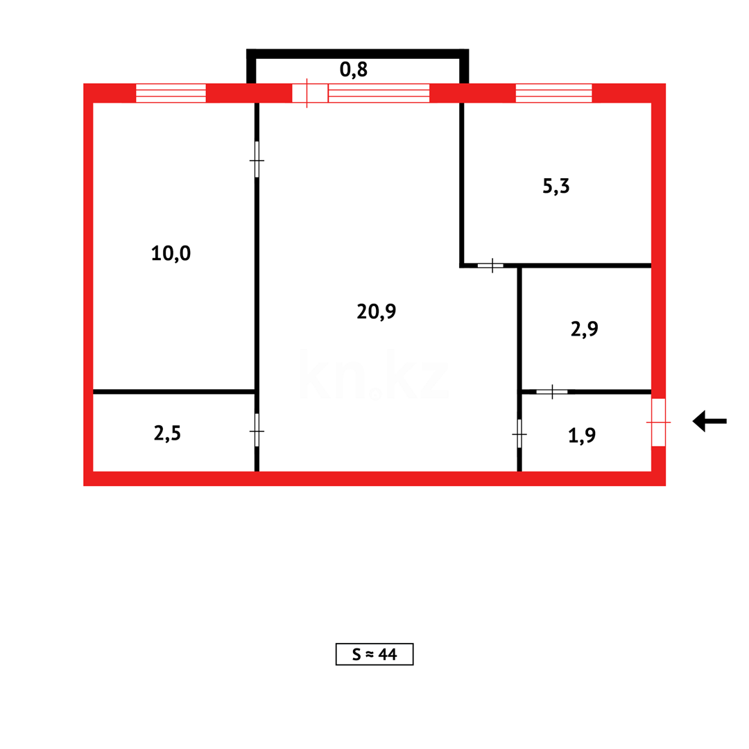 Продажа 2-комнатной квартиры, 44 м² в Темиртау - фото 11