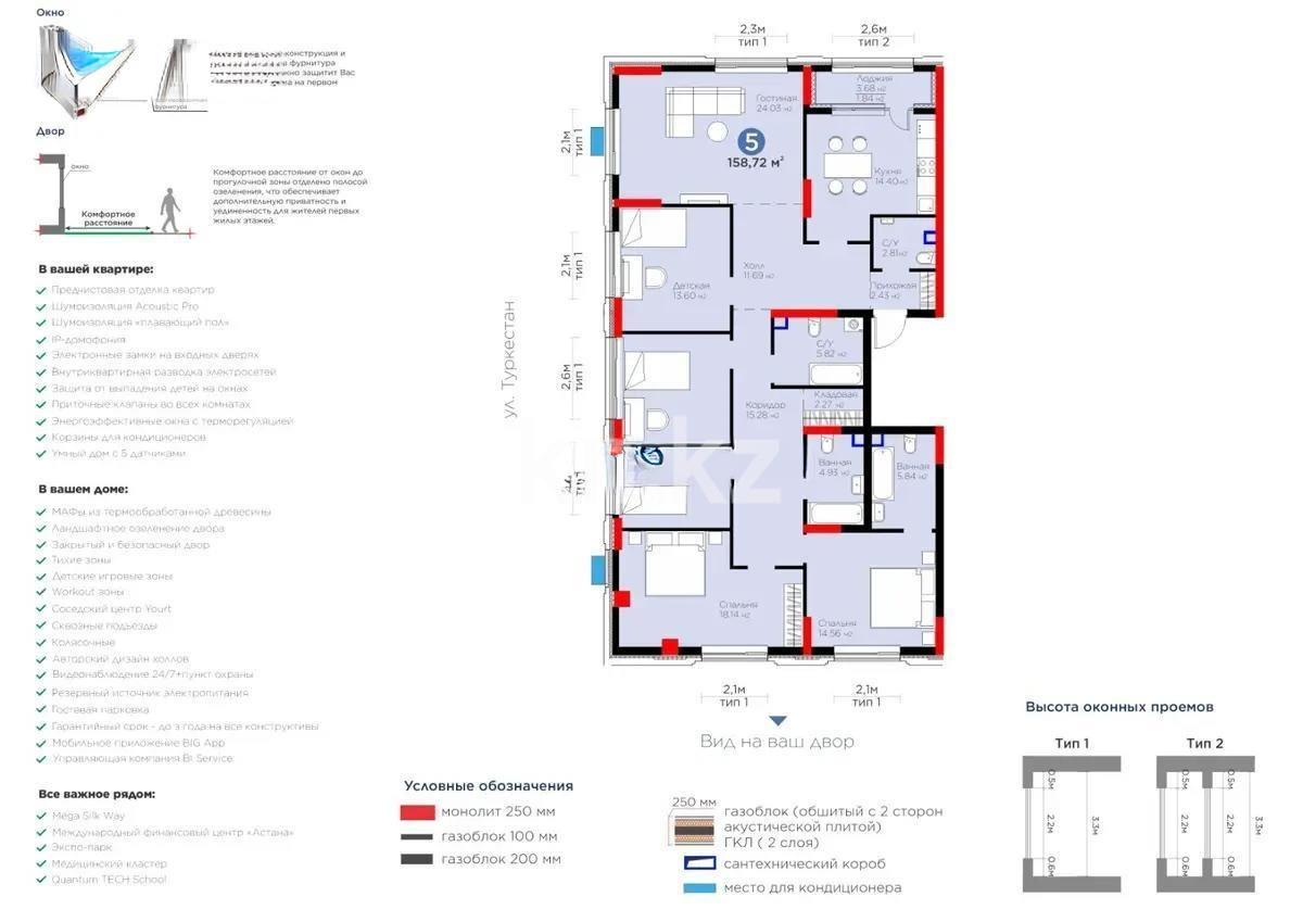 Продажа 5-комнатной квартиры, 158.72 м², ул. Рыскулова, дом  9 стр в Астане