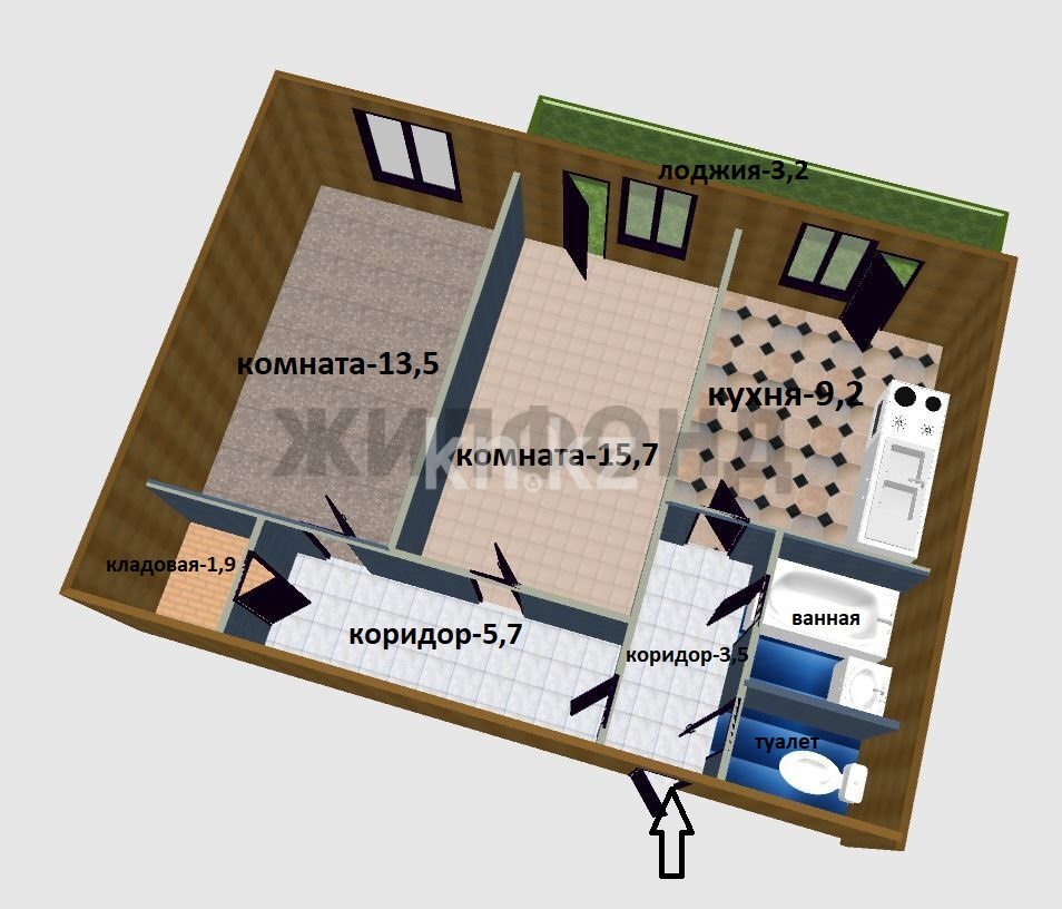 Продажа 2-комнатной квартиры, 56.5 м² в Усть-Каменогорске - фото 31