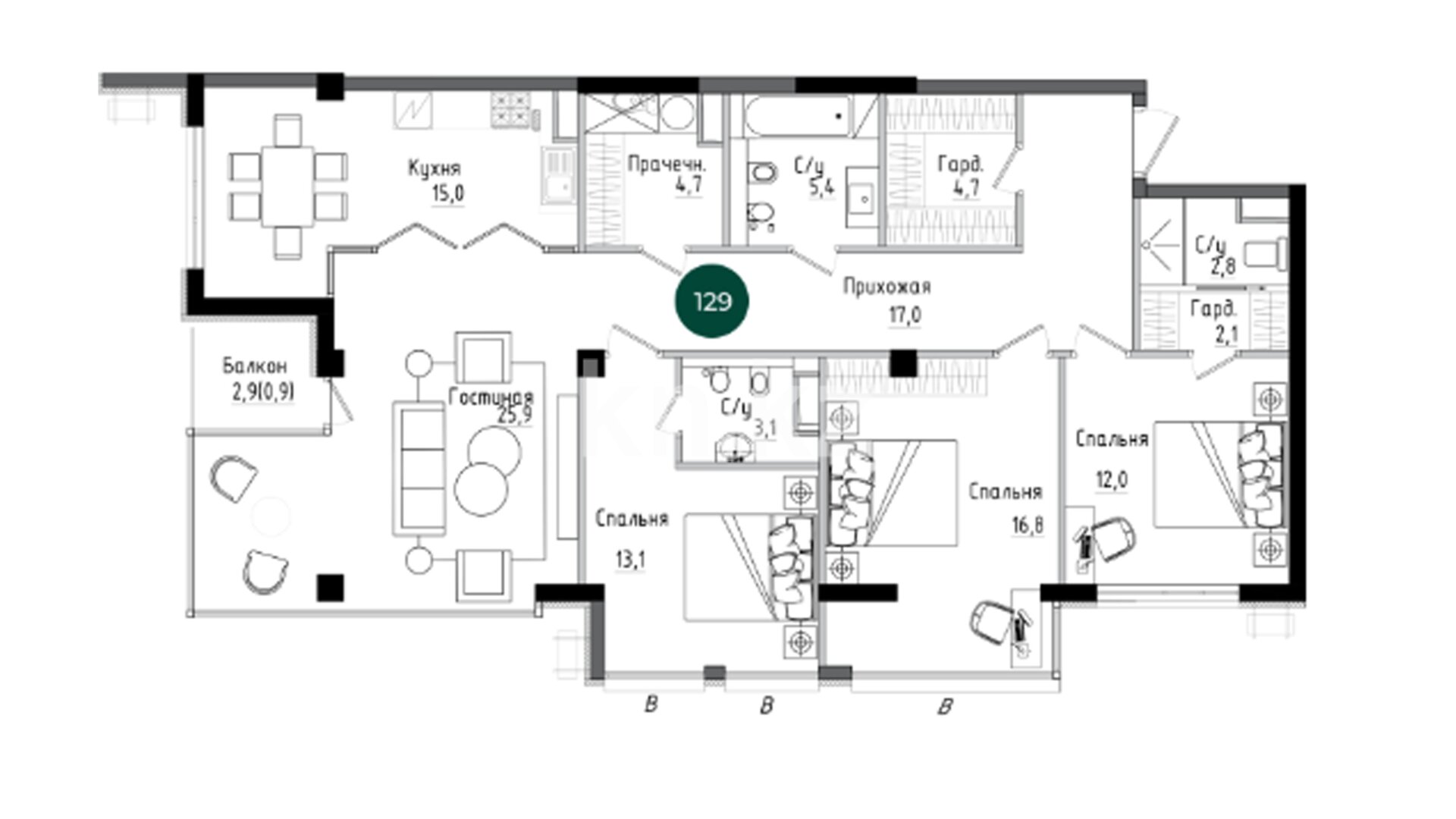 ЖК Grande Vie, 4-комнатная, цена 141 900 000 ₸, 1 100 000 ₸&nbsp;/&nbsp;м²