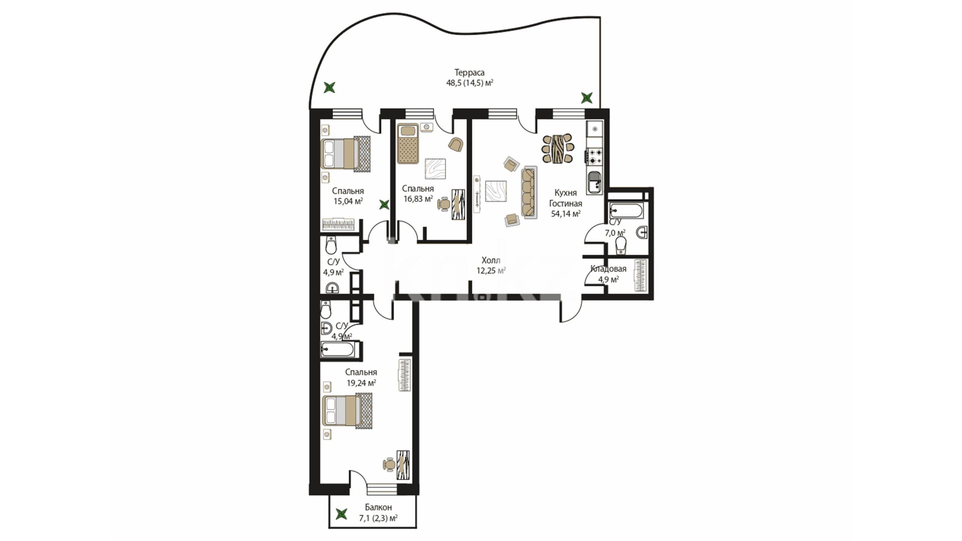 ЖК Noble House, 4-комнатная, цена 130 620 000 ₸, 840 000 ₸&nbsp;/&nbsp;м²