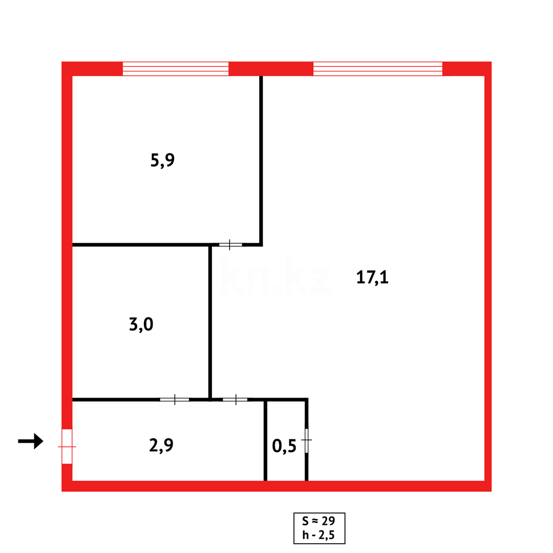 Продажа 1-комнатной квартиры, 29 м², ул. Мануильского в Караганде - фото 8