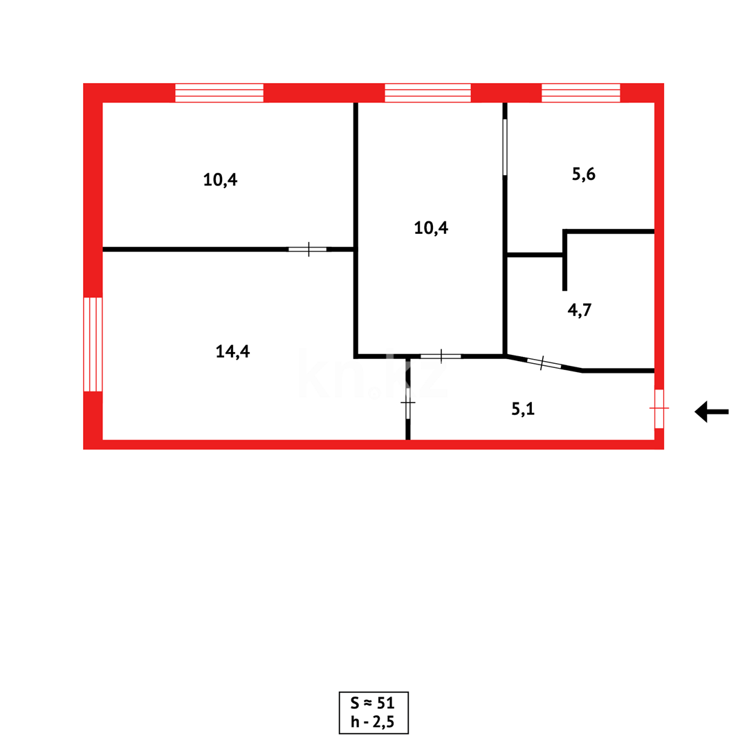 Продажа 3-комнатной квартиры, 51 м², 21 мкр., дом  9 в Караганде - фото 13