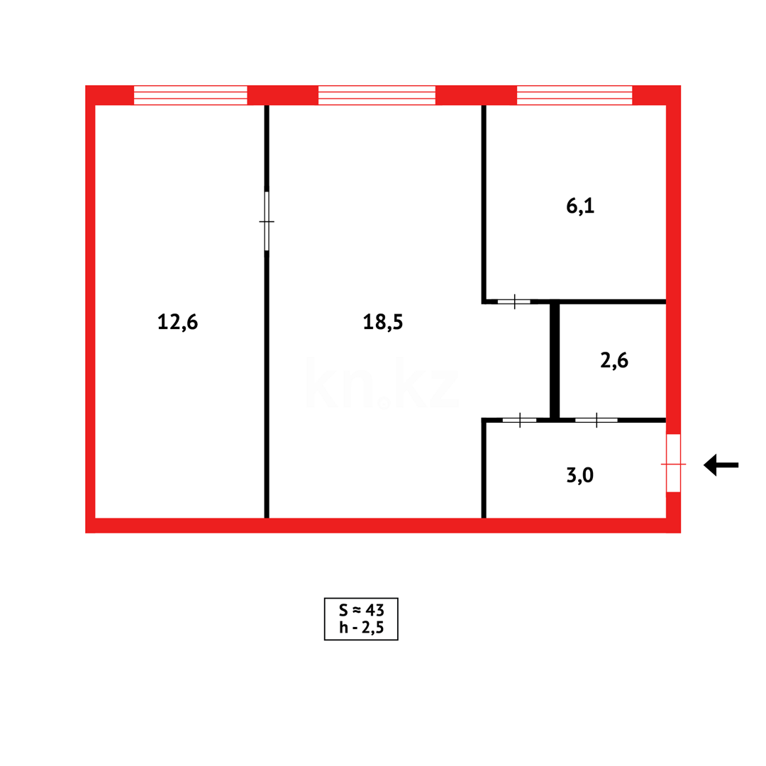 Продажа 2-комнатной квартиры, 43 м², ул. Лободы в Караганде - фото 12