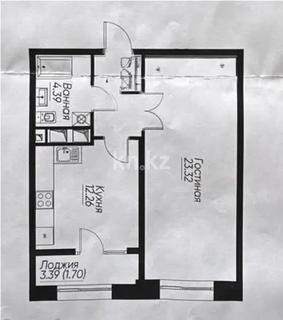 Продажа 1-комнатной квартиры, 45.8 м², ул. Навои, дом  30а/1 в Алматы