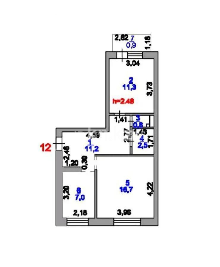 Продажа 2-комнатной квартиры, 50.4 м² в Астане