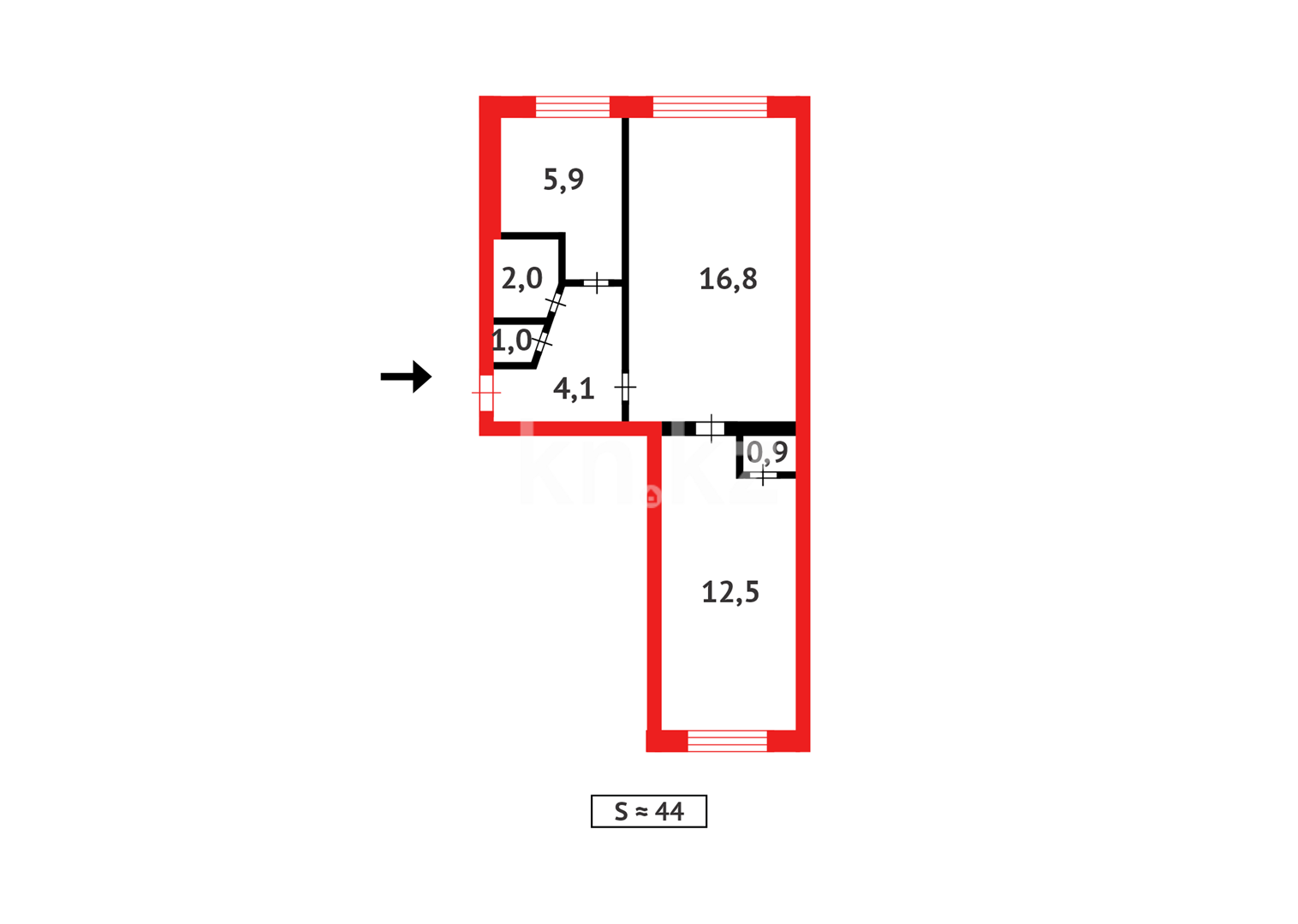 Продажа 2-комнатной квартиры, 44 м² в Караганде - фото 7