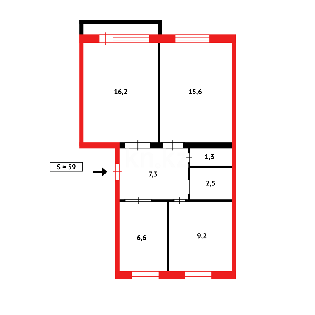 Продажа 3-комнатной квартиры, 59 м², ул. Потанина (Защитная), дом  70 в Караганде - фото 25