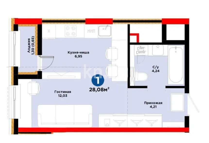 Продажа 1-комнатной квартиры, 28.8 м², ул. Е-908, дом  23 стр в Астане