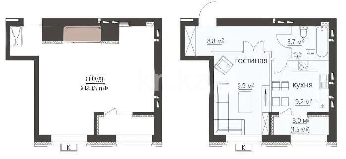 Продажа 1-комнатной квартиры, 38 м² в Караганде