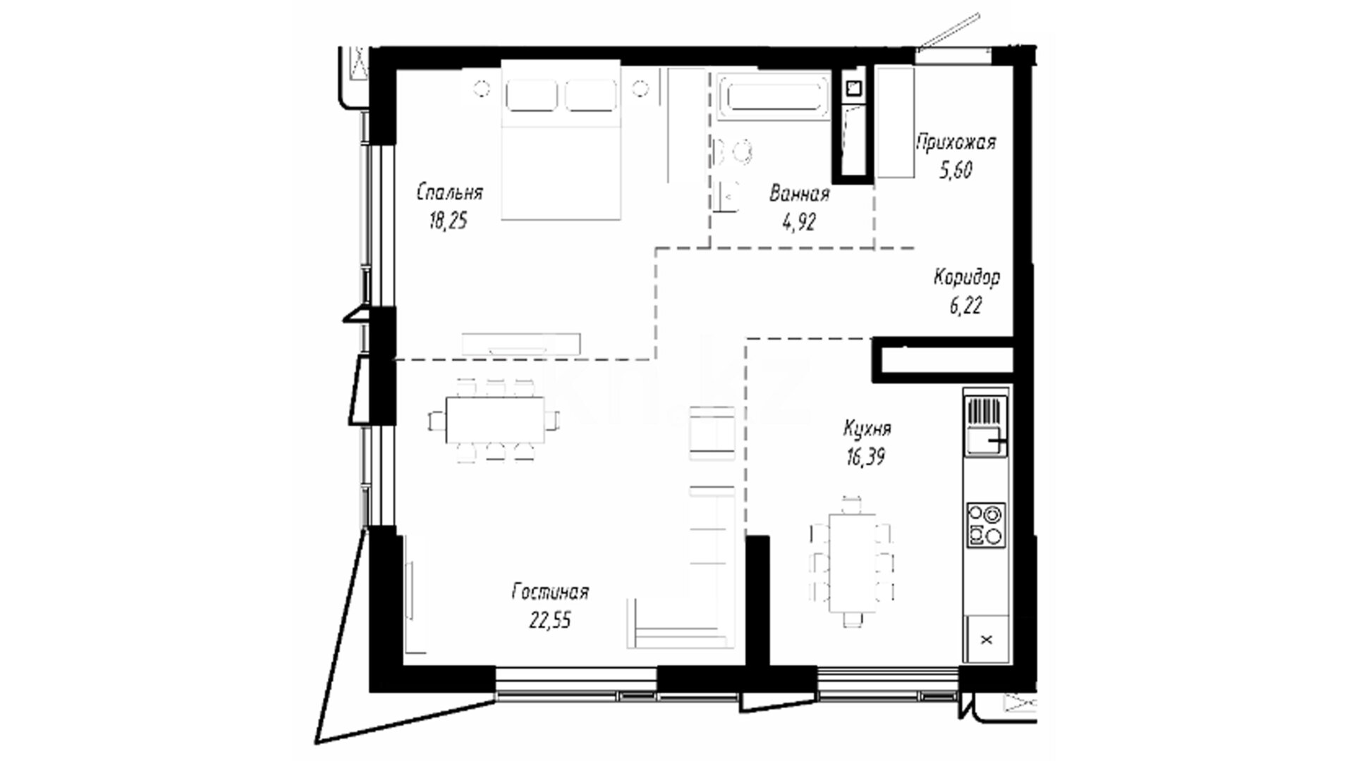 ЖК W Towers, 2-комнатная, цена 105 719 901 ₸, 1 430 000 ₸&nbsp;/&nbsp;м²