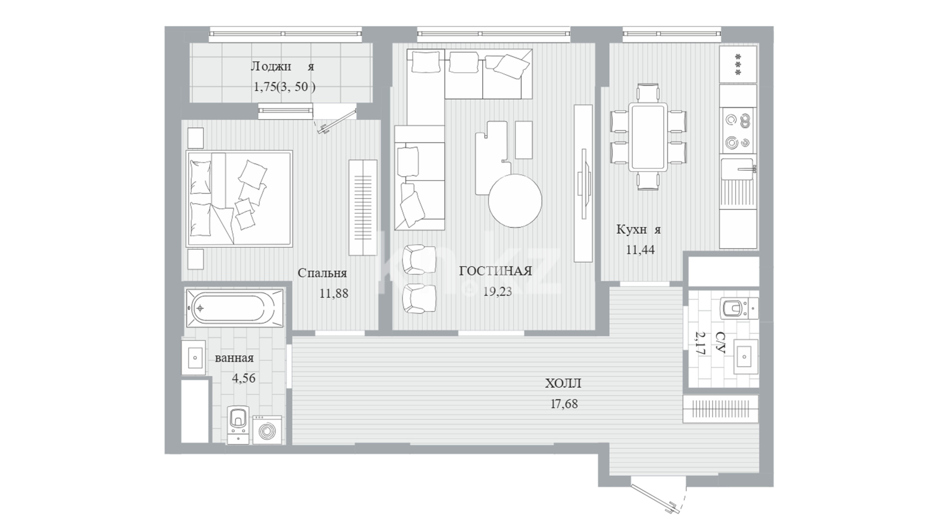 ЖК Evolution, 2-комнатная, цена 54 529 600 ₸, 788 000 ₸&nbsp;/&nbsp;м²