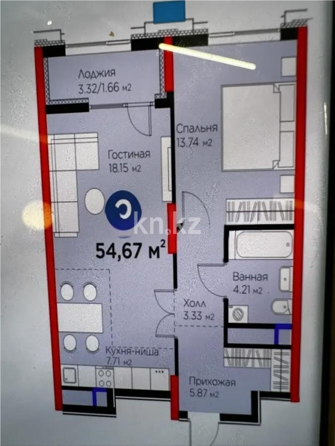 Продажа 2-комнатной квартиры, 55 м² в Астане