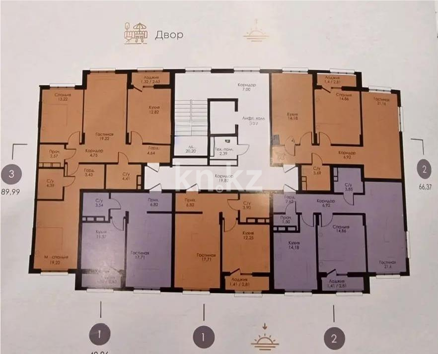 Продажа 3-комнатной квартиры, 89.99 м² в Астане