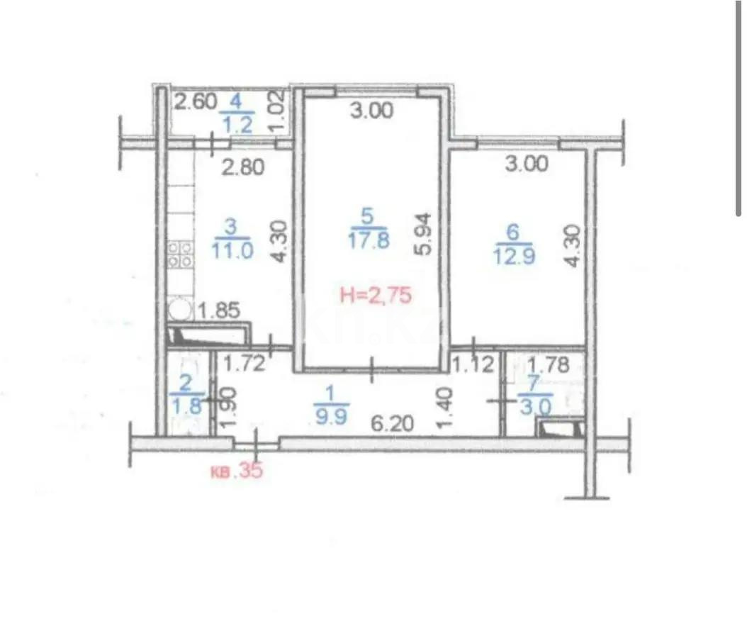 Продажа 2-комнатной квартиры, 57.6 м² в Алматы - фото 6