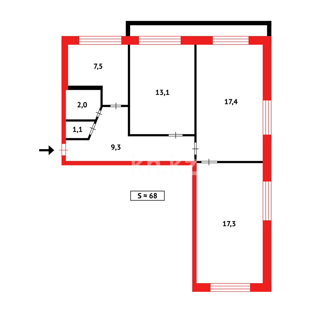 Продажа 3-комнатной квартиры, 68 м² в Караганде - фото 18