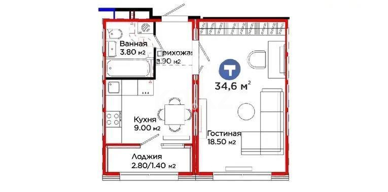 Продажа 1-комнатной квартиры, 36.5 м² в Астане
