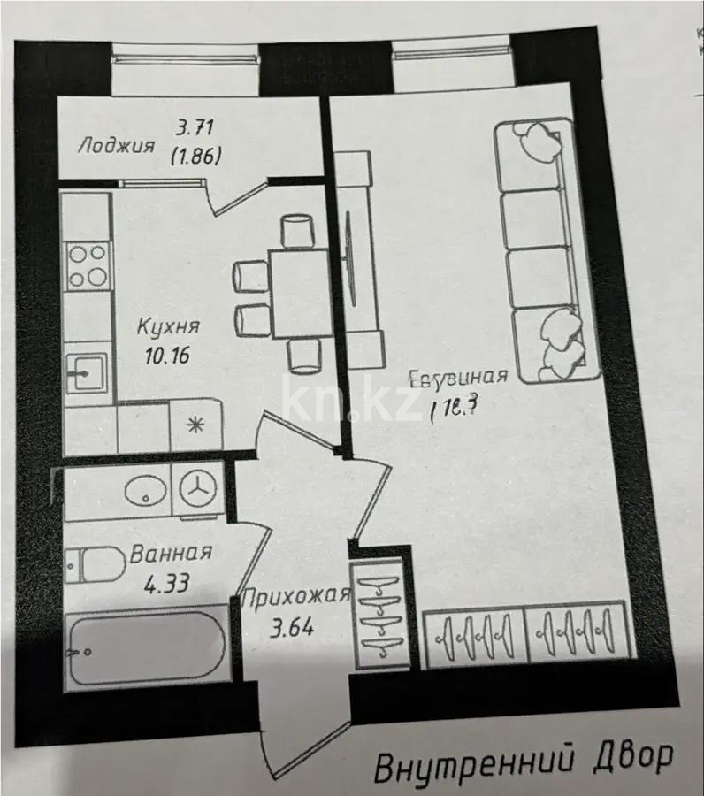 Продажа 1-комнатной квартиры, 40 м² в Астане