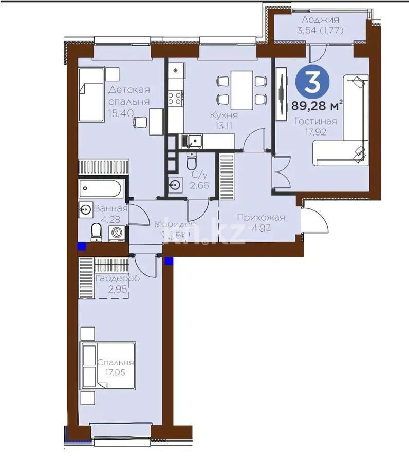 Продажа 3-комнатной квартиры, 90 м², ул. Е-915, дом  12 в Астане