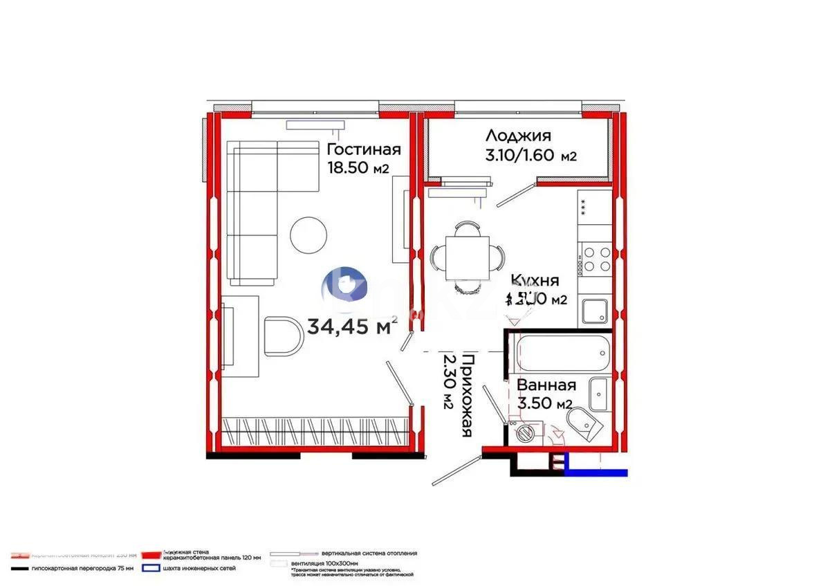 Продажа 1-комнатной квартиры, 34.45 м², ул. С-902, дом  8 в Астане
