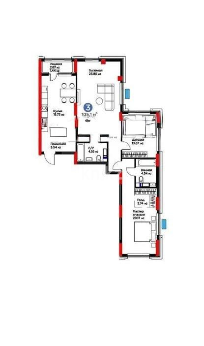Продажа 3-комнатной квартиры, 1401 м², ул. Е-899, дом  3 в Астане