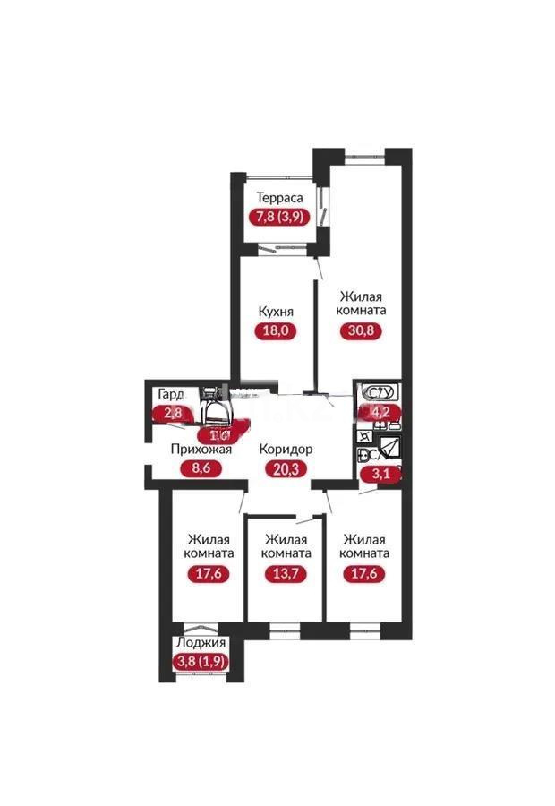 Продажа 4-комнатной квартиры, 150 м², ул. Аманжолова, дом  96/1 в Караганде