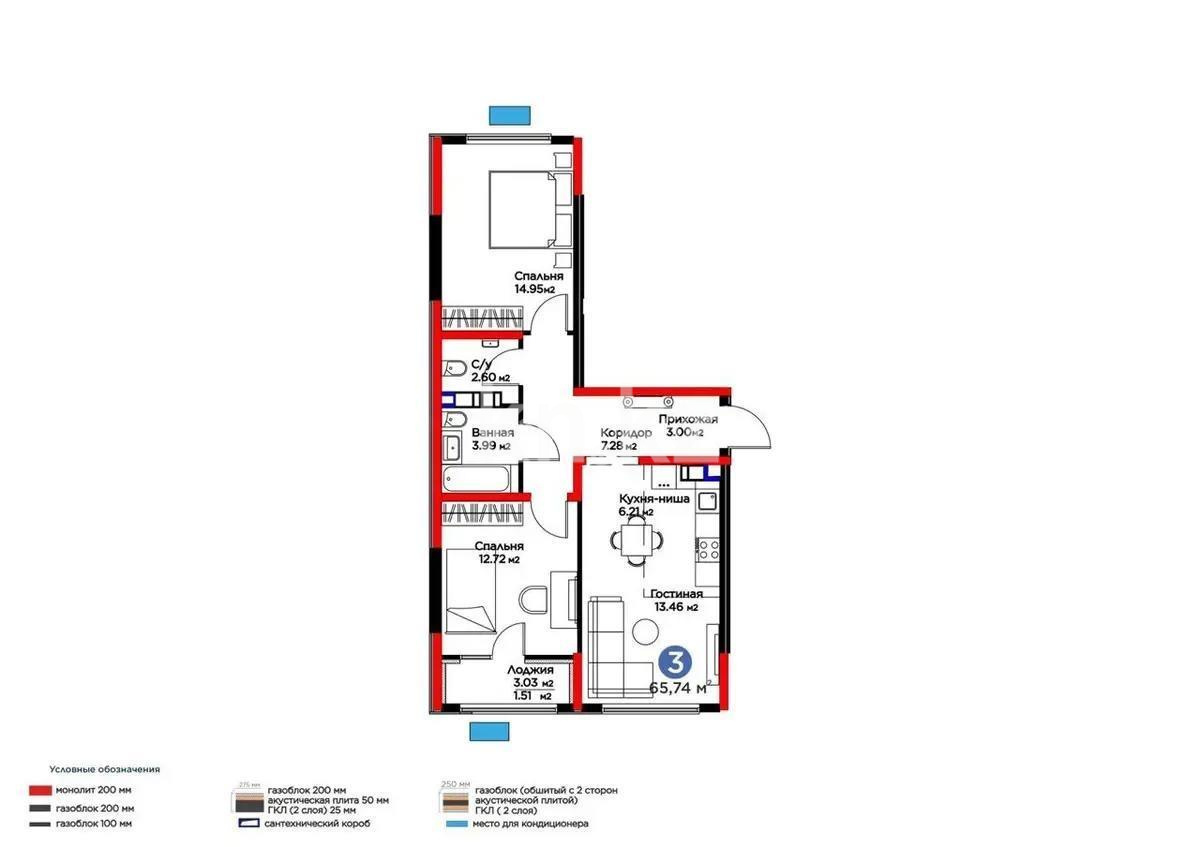 Продажа 3-комнатной квартиры, 65 м² в Алматы