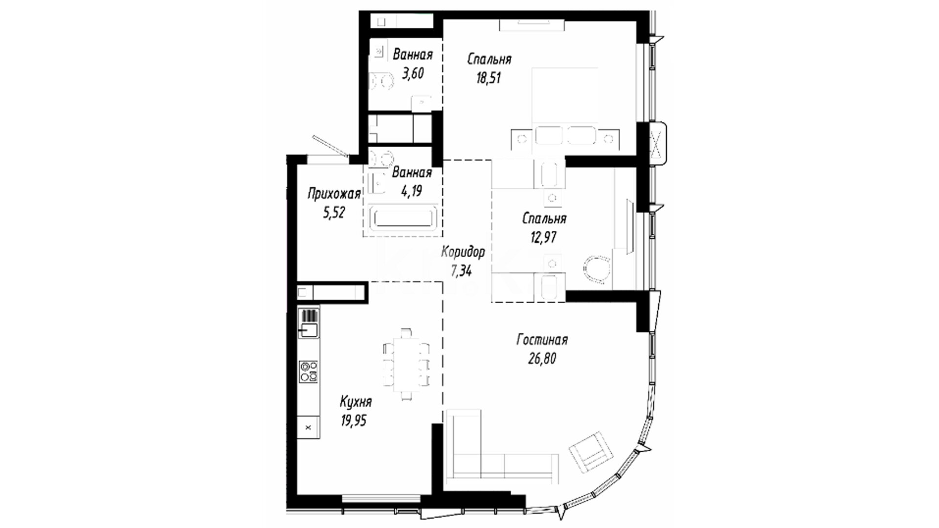 ЖК W Towers, 3-комнатная, цена 148 200 000 ₸, 1 500 000 ₸&nbsp;/&nbsp;м²