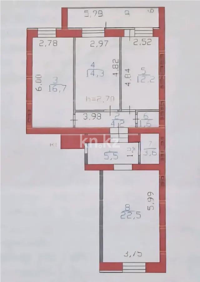 Продажа 3-комнатной квартиры, 83.8 м², ул. Байтурсынова, дом  37 в Астане - фото 8