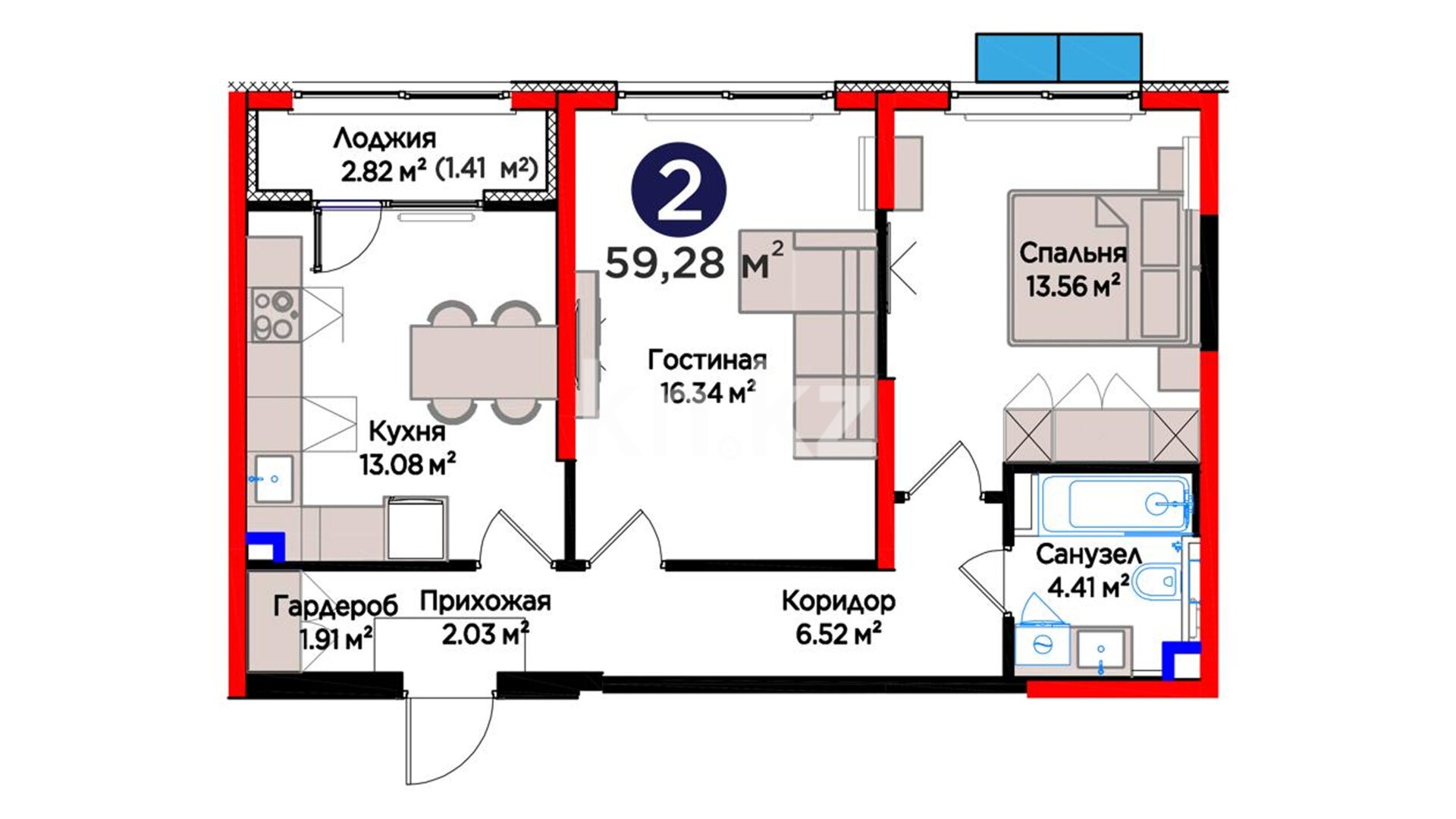 ЖК Arena City. Balance B, 2-комнатная, цена 50 963 601 ₸, 859 710 ₸&nbsp;/&nbsp;м²
