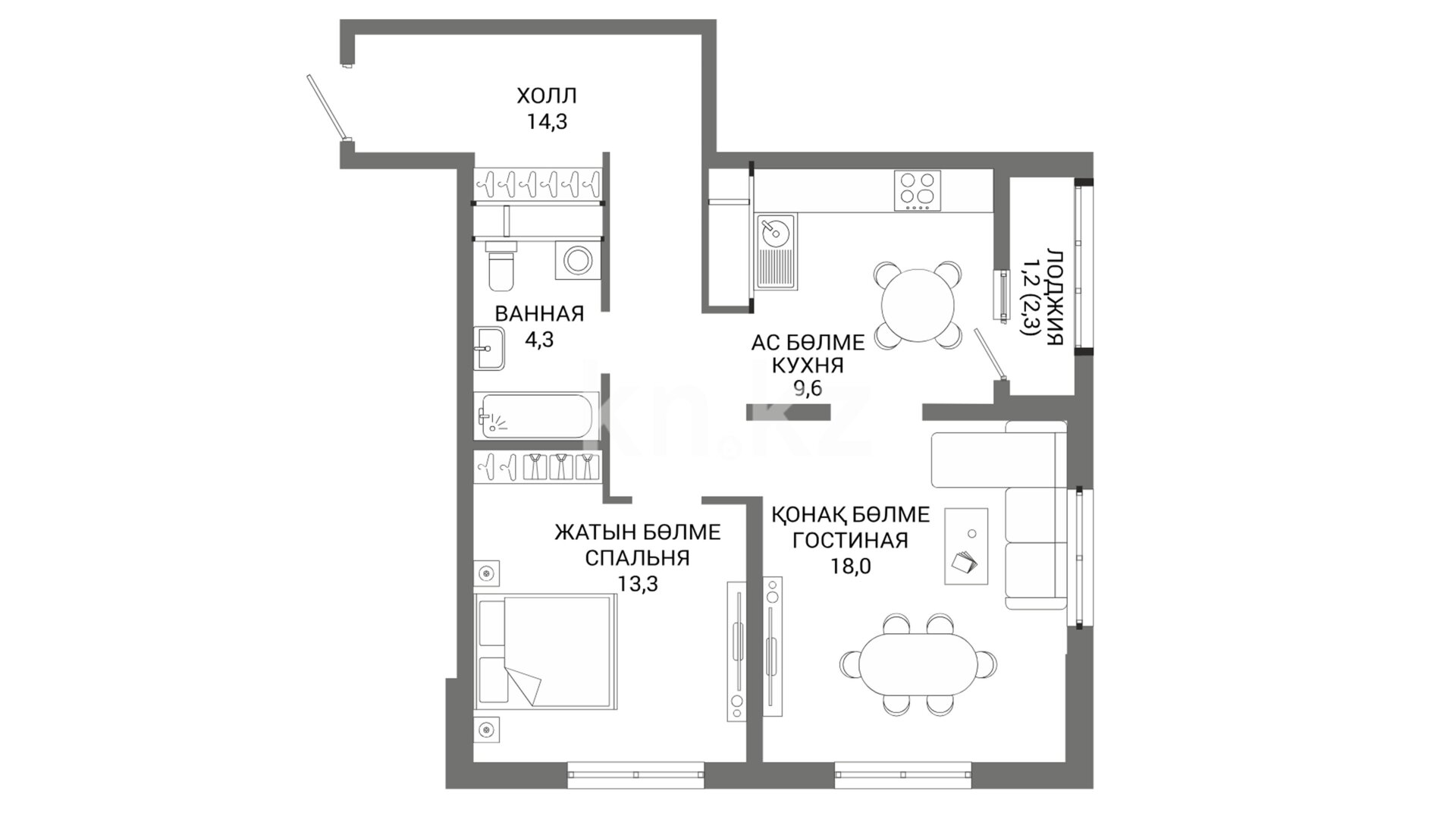 ЖК Adamant, 2-комнатная, цена 34 295 500 ₸, 565 000 ₸&nbsp;/&nbsp;м²