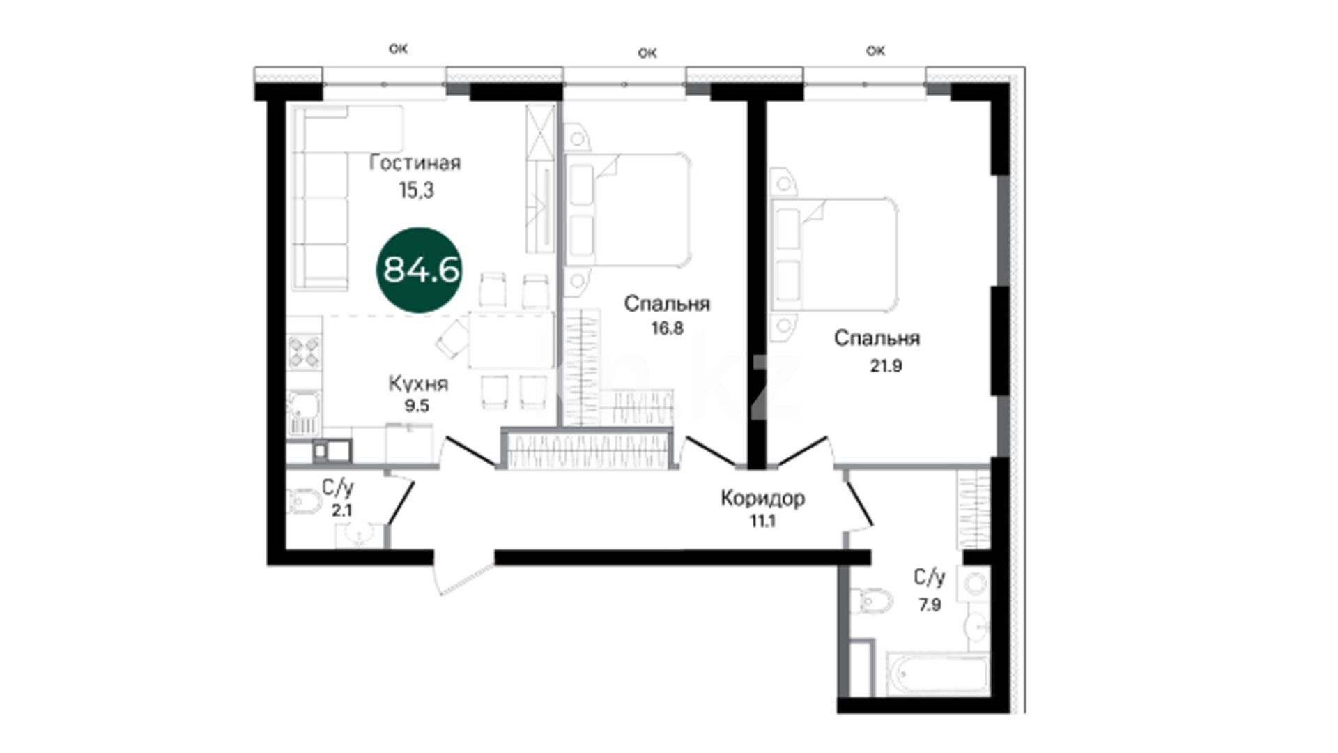 ЖК Rams Garden, 3-комнатная, цена 111 672 000 ₸, 1 320 000 ₸&nbsp;/&nbsp;м²