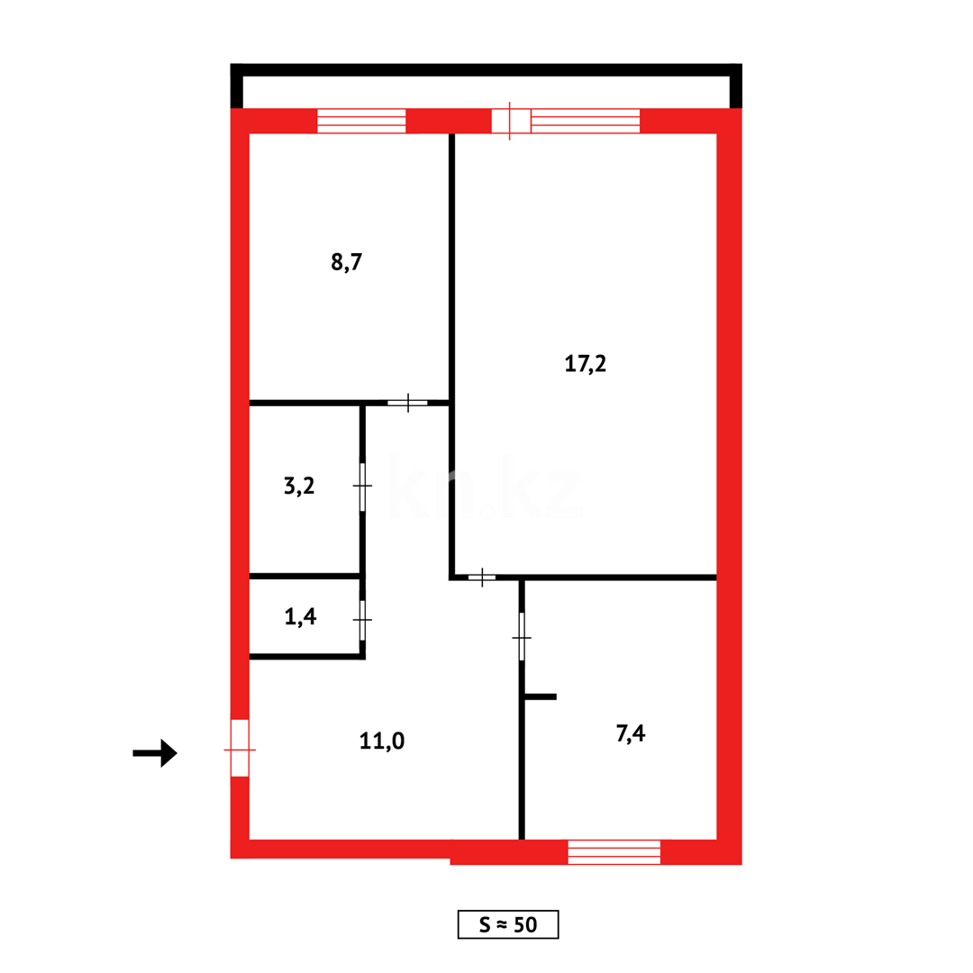 Продажа 2-комнатной квартиры, 46 м², мкр. Мамраева (Восток-5) в Караганде - фото 13